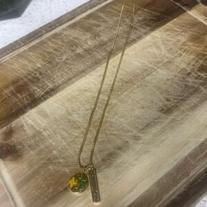 Louis Vuitton Gold-Tone Yellow Green Flower Pendant Necklace